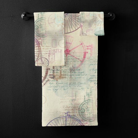 Victoriaans Steampunk | Waterverf Grunge Pastel Bad Handdoek