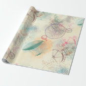 Victoriaans Steampunk | Waterverf Grunge Pastel Cadeaupapier (Uitgerold)