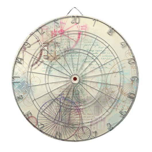 Victoriaans Steampunk | Waterverf Grunge Pastel Dartbord (Voorkant)