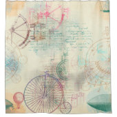 Victoriaans Steampunk | Waterverf Grunge Pastel Douchegordijn (Voorkant)