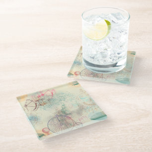 Victoriaans Steampunk   Waterverf Grunge Pastel Glazen Onderzetter