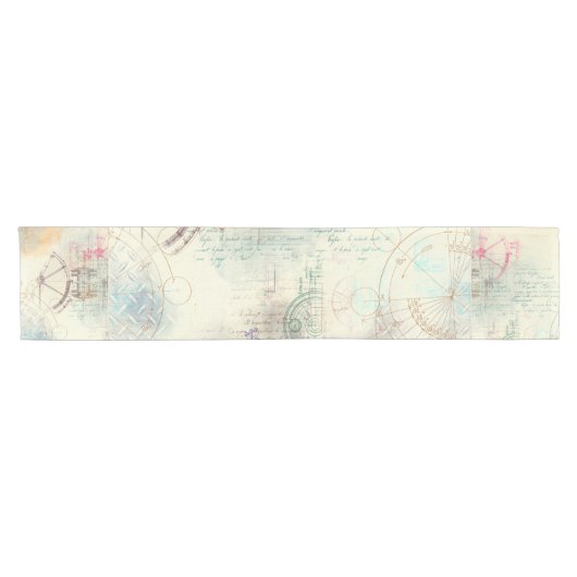 Victoriaans Steampunk | Waterverf Grunge Pastel Korte Tafelloper (Horizontaal)