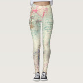 Victoriaans Steampunk | Waterverf Grunge Pastel Leggings (Voorkant)