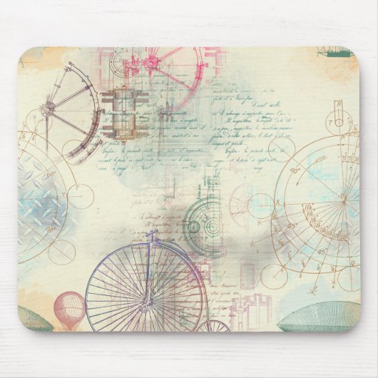 Victoriaans Steampunk | Waterverf Grunge Pastel Muismat (Voorkant)