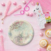 Victoriaans Steampunk | Waterverf Grunge Pastel Papieren Bordje (Feest)
