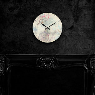 Victoriaans Steampunk   Waterverf Grunge Pastel Ronde Klok