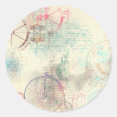 Victoriaans Steampunk | Waterverf Grunge Pastel Ronde Sticker (Voorkant)