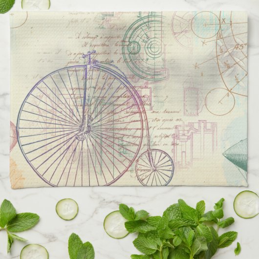 Victoriaans Steampunk | Waterverf Grunge Pastel Theedoek (Gevouwen)