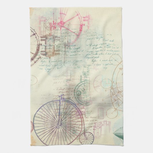 Victoriaans Steampunk | Waterverf Grunge Pastel Theedoek (Verticaal)