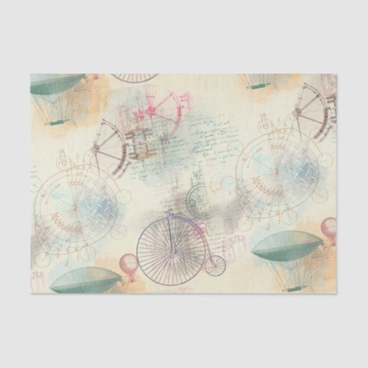 Victoriaans Steampunk | Waterverf Grunge Pastel Tissuepapier (Voorkant)