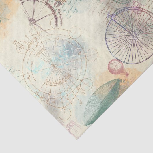 Victoriaans Steampunk | Waterverf Grunge Pastel Tissuepapier (Detail)