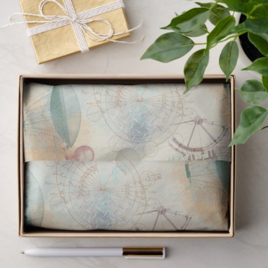 Victoriaans Steampunk | Waterverf Grunge Pastel Tissuepapier (Geschenk)