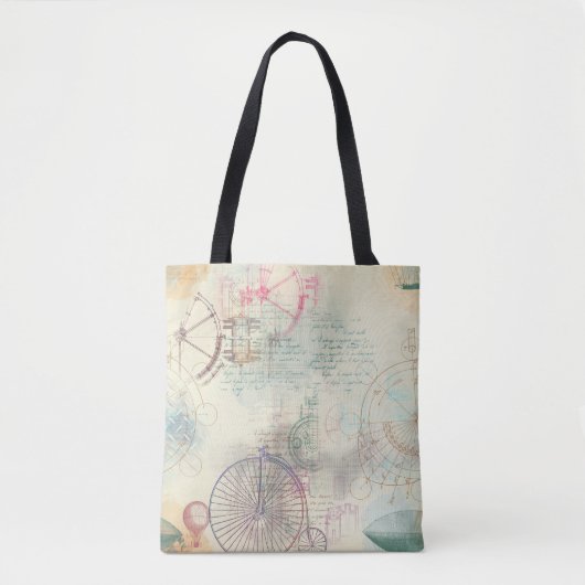 Victoriaans Steampunk | Waterverf Grunge Pastel Tote Bag (Voorkant)