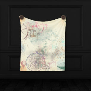 Victoriaans Steampunk   Waterverf Grunge Pastel Wandkleed