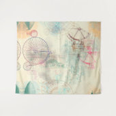 Victoriaans Steampunk | Waterverf Grunge Pastel Wandkleed (Voorkant (horizontaal))