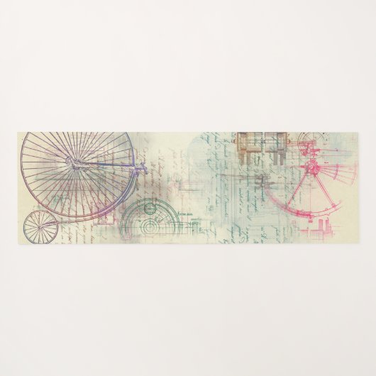 Victoriaans Steampunk | Waterverf Grunge Pastel Yogamat (Achterkant (horizontaal))