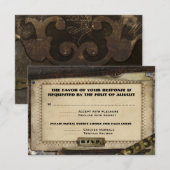 Victoriaans Steampunk Weddenschappen RSVP Kaartje (Voorkant / Achterkant)