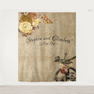 Victoriaans Steampunk Wedding achtergrond Gear Flo Wandkleed