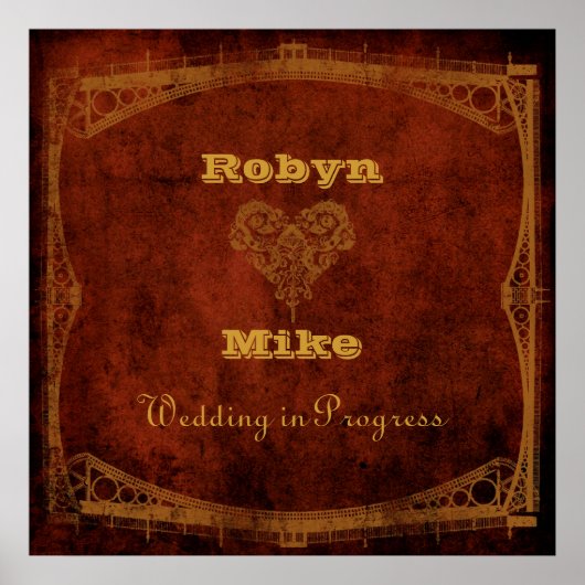 Victoriaans Steampunk Wedding-in-Progress Sign Poster (Voorkant)