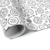 Victoriaans steampunk White en Black Gears Clockwo Cadeaupapier (Rol Hoek)