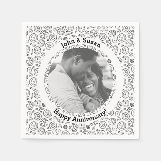 Victoriaans steampunk White en Black Gears Clockwo Servet (Voorkant)