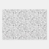 Victoriaans Steampunk White en Black Gears Tekenin Inpakpapier Vel (Voorkant 2)