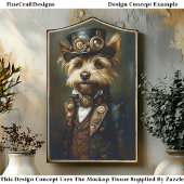 Victoriaans Steampunk Yorkie Portrait CJ1 Decoupag Tissuepapier