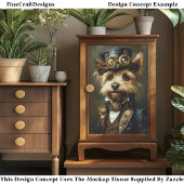 Victoriaans Steampunk Yorkie Portrait CJ1 Decoupag Tissuepapier