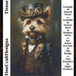 Victoriaans Steampunk Yorkie Portret CJ1 Decoupage Tissuepapier
