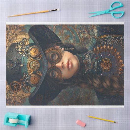 Victoriaans Steampunkportret Andrea Decoupage Tissuepapier (Craft)