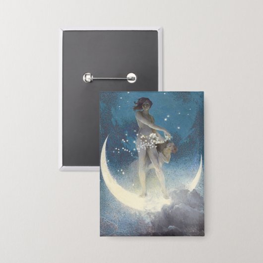 Victoriaans sterrenverstrooiende engelen Button (Voorkant / Achterkant)