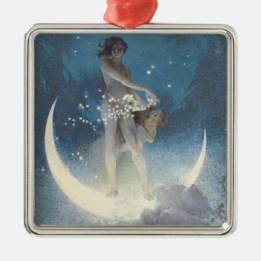  Victoriaans sterrenverstrooiende engelen Metalen Ornament (Voorkant)