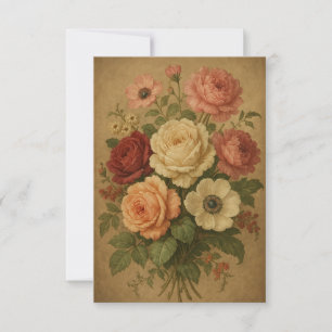 Victoriaans stijl bloemen bedankkaart