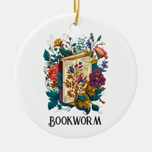 Victoriaans stijl Bookworm ontwerp Keramisch Ornament (Voorkant)