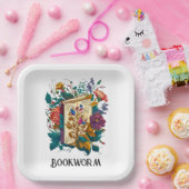 Victoriaans stijl Bookworm ontwerp Papieren Bordje (Feest)