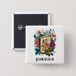 Victoriaans stijl Bookworm ontwerp Vierkante Button 5,1 Cm