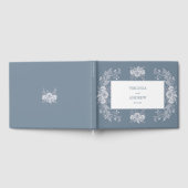 Victoriaans-stijl bruiloft in blauw met witte bloe gastenboek (Volledig)