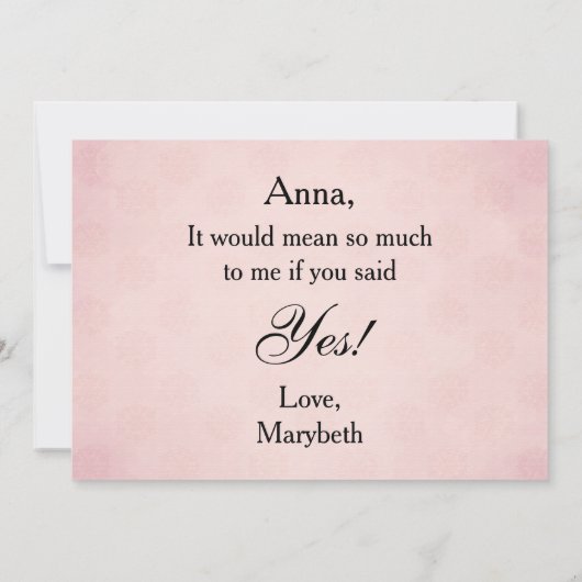 Victoriaans stijl Cameo zal je mijn Bridesmaid zij Kaart (Achterkant)