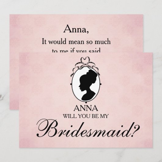 Victoriaans stijl Cameo zal je mijn Bridesmaid zij Kaart (Voorkant / Achterkant)