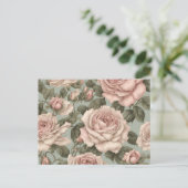 Victoriaans stijl Country Garden Roos Print Briefk Briefkaart (Staand voorkant)