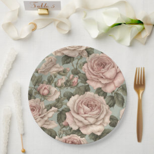 Victoriaans stijl Country Garden roos Print Papieren Bordje