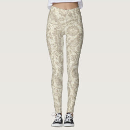 Victoriaans stijl Floral Vine Cascade Grote Print Leggings