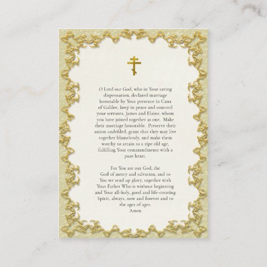 Victoriaans Stijl Goud Lijst Bruiloft Gebed Kaart Plaatskaartje (Achterkant)