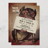  Victoriaans stijl Hond  Partij Kaart (Voorkant / Achterkant)