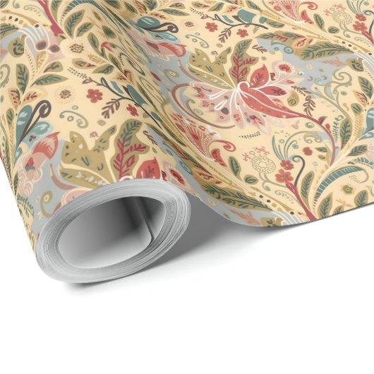 Victoriaans stijl ingewikkelde bloemen cadeaupapier (Rol Hoek)