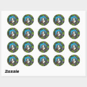 Victoriaans stijl jongen in druivenkrans ronde sticker (Vel)