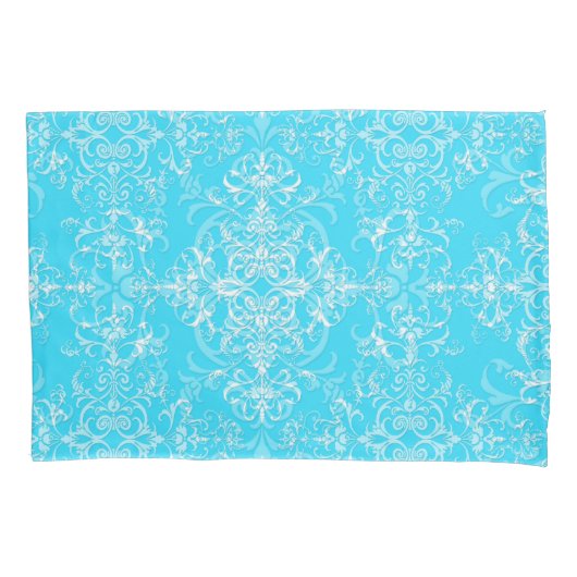 Victoriaans stijl met Bright Aqua Blue Double Dama Kussensloop (Voorkant-Links)