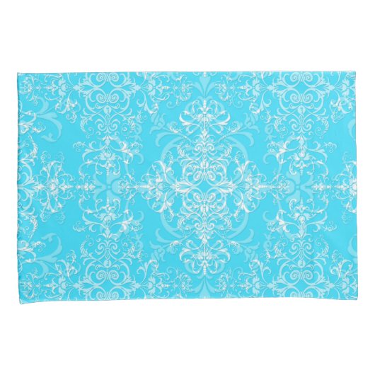Victoriaans stijl met Bright Aqua Blue Double Dama Kussensloop (Voorkant-Rechts)