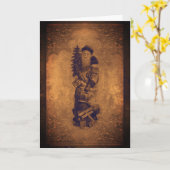 Victoriaans stijl Santa Christmas Kaart (Gele Bloem)