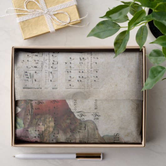 Victoriaans Stijl Sinterklaas Bladmuziek Tissuepapier (Geschenk)